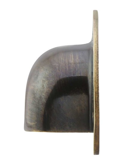 Alternate View of 3 1/16-Inch Stamped Brass Bin Pull In Antique-By-Hand - 2 1/2-Inch Center-to-Center.