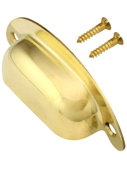 Alternate View 2 of 3 1/16-Inch Stamped Brass Bin Pull With Choice of Finish - 2 1/2-Inch Center-to-Center.