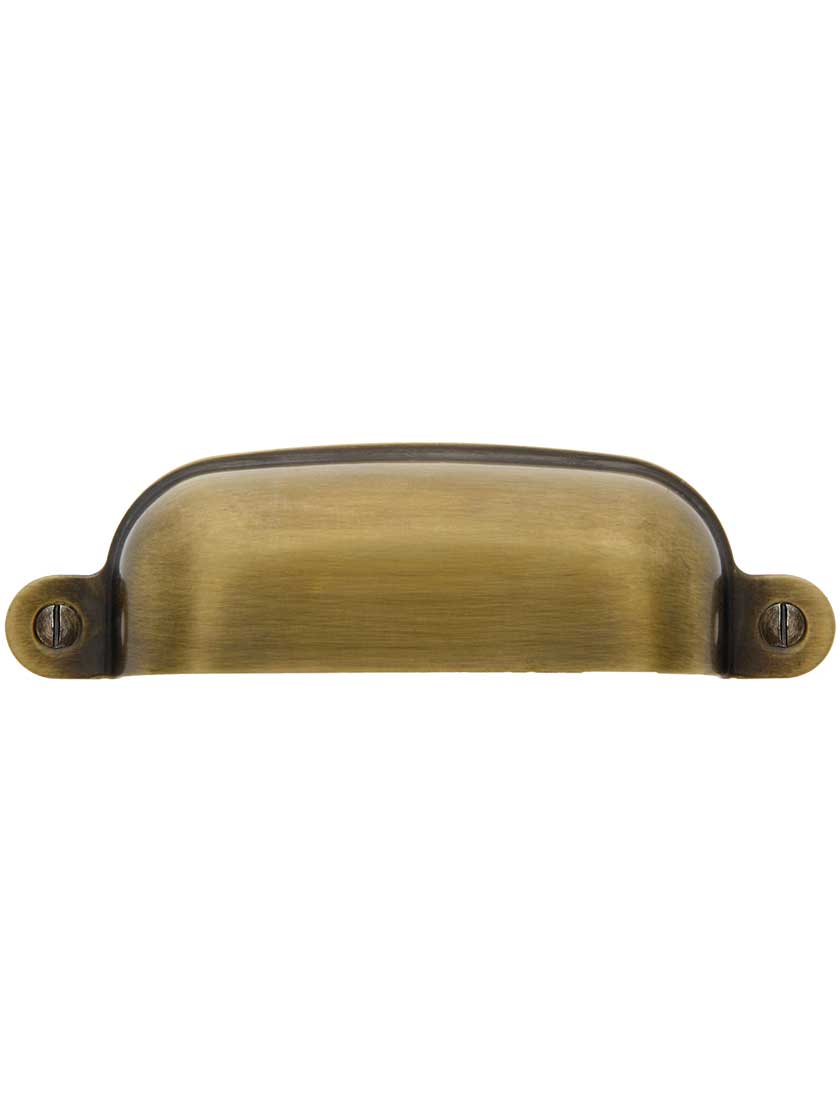 3 3/4" Stamped Brass Bin Pull in Antique By Hand Finish - 3 5/16" Center-to-Center