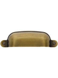 3 3/4" Stamped Brass Bin Pull in Antique By Hand Finish - 3 5/16" Center-to-Center