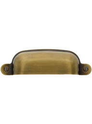 3 3/4 inch Classic Stamped Brass Bin Pull in Antique-By-Hand Finish