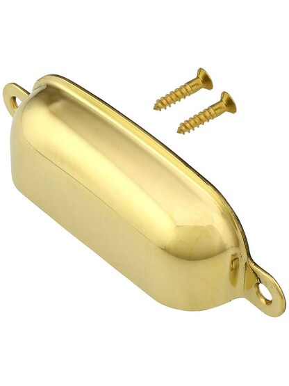 Alternate View 2 of 3 3/4 inch Classic Stamped Brass Cup Pull With Choice of Finish