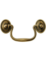Swan-Neck Solid Brass Bail Pull in Antique-by-Hand - 3 1/2-Inch Center-to-Center
