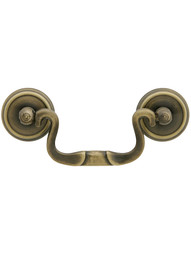 Swan-Neck Brass Banded Bail Pull in Antique-by-Hand - 2 1/2-Inch Center-to-Center.