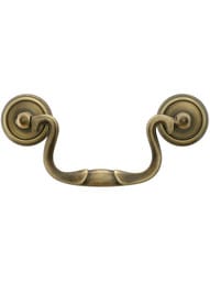 Swan-Neck Brass Banded Bail Pull in Antique-by-Hand - 3-Inch Center-to-Center