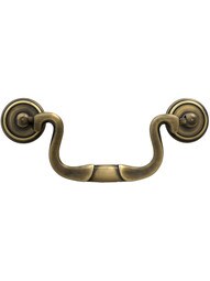 Swan-Neck Brass Banded Bail Pull in Antique-by-Hand - 3 1/2-Inch Center-to-Center.