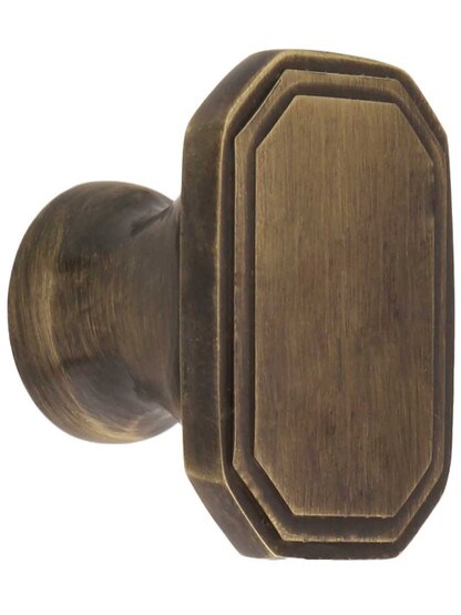 Octagonal Deco Cabinet Knob in Antique-By-Hand - 1 1/4 inch x 7/8 inch