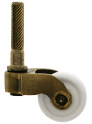 Solid-Brass Stem Caster with Porcelain Wheel in Antique-by-Hand Finish