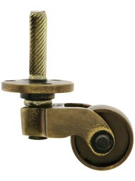 Solid Brass Stem-and-Plate Caster in Antique-by-Hand Finish