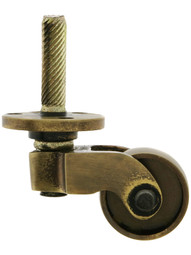 Solid Brass Stem-and-Plate Caster in Antique-by-Hand Finish.