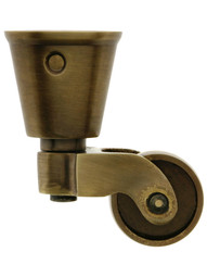Solid Brass Round-Cup Caster with 1" Brass Wheel in Antique-by-Hand Finish