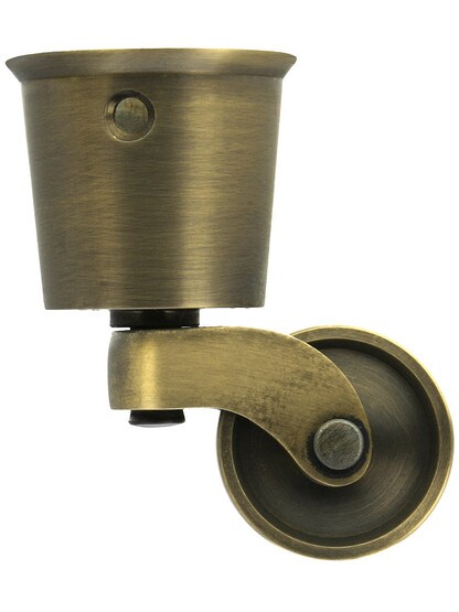 Solid Brass Round-Cup Caster in Antique-by-Hand Finish.