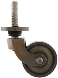Solid Brass Stem-and-Plate Caster with 1 3/8-Inch Brass Wheel in Antique-By-Hand.