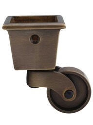 Large Square-Cup Caster with 1 1/4" Brass Wheel in Antique-By-Hand