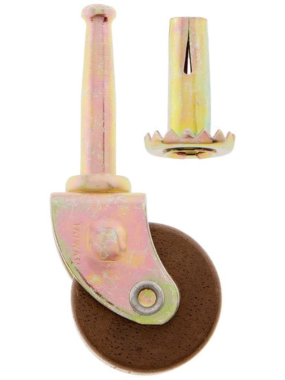 Steel Grip-Neck Caster with 1 1/4 inch Dark Hardwood Wheel.
