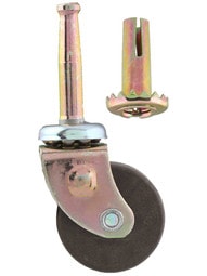 Ball Bearing Grip-Neck Caster with 1 1/4 inch Dark Hardwood Wheel.