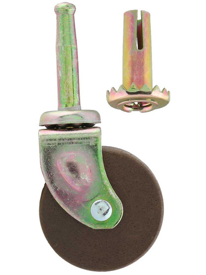 Ball Bearing Grip-Neck Caster with 1 5/8" Dark Hardwood Wheel
