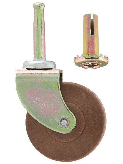 Large Ball Bearing Grip-Neck Caster with 2 inch Dark Hardwood Wheel.