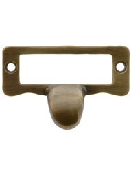 2 1/4" Cast Brass Label Holder & Drawer Pull In Antique-By-Hand