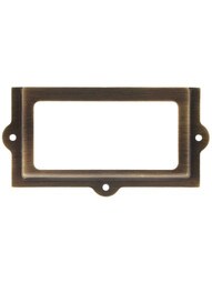 Brass Label Holder in Antique-By-Hand - 2 3/8" X 1 1/4"