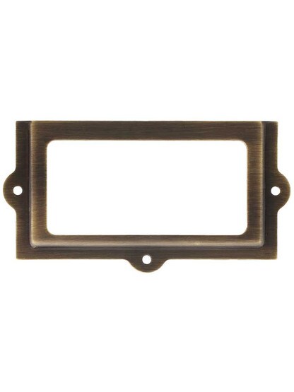 Brass Label Holder in Antique-By-Hand - 2 3/8 inch X 1 1/4 inch.