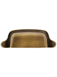 Tapered Brass Bin Pull in Antique-By-Hand Finish - 3" Center-to-Center