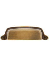 Tapered Brass Bin Pull in Antique-By-Hand Finish - 4" Center-to-Center
