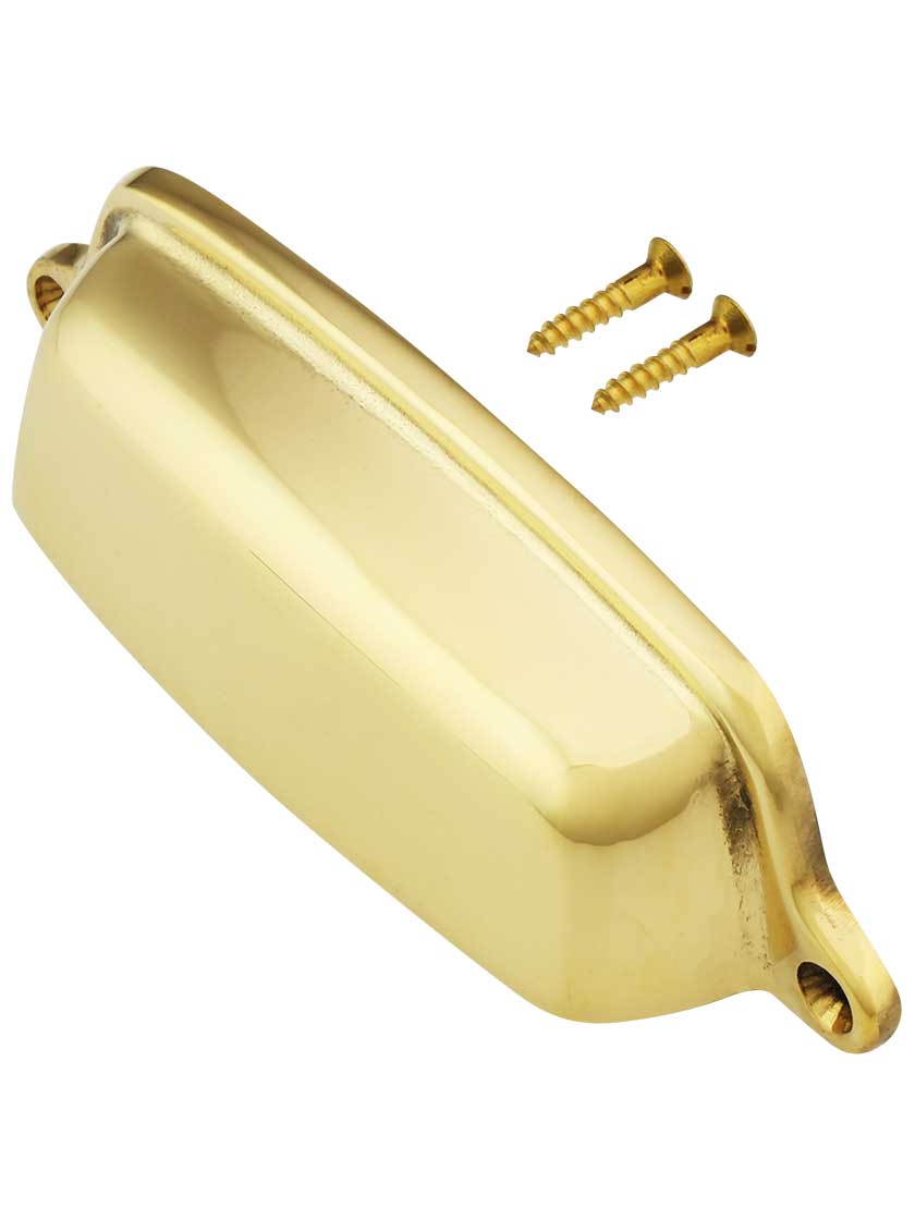 4 1/2" Tapered Brass Bin Pull With Choice of Finish - 4" Center-to-Center