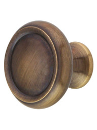 Forged Brass Dome Style Cabinet Knob - 1 1/4 inch Diameter in Antique-By-Hand Finish.