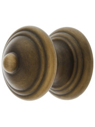 Traditional Brass Cabinet Knob in Antique-By-Hand - 1 inch Diameter.