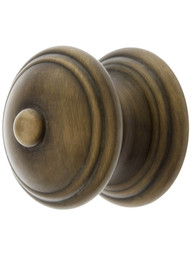 Traditional Brass Cabinet Knob in Antique-By-Hand - 1 1/4 inch Diameter.