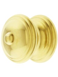 Traditional Brass Cabinet Knob with Turned Base - 1 1/4 inch Diamete