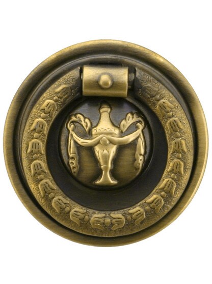 Small Federal Style Single Post Pull in Antique-By-Hand Finish.
