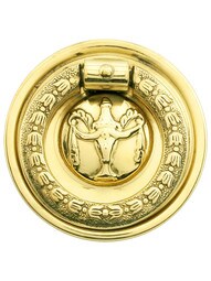 Small Federal Style Single Post Pull in Unlacquered Brass.