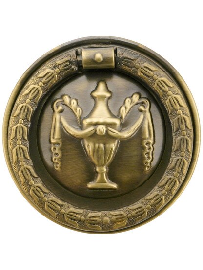 Large Federal Style Single Post Pull in Antique-By-Hand Finish.
