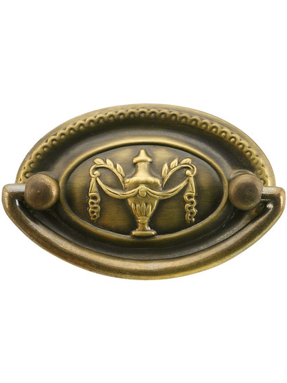 Small Neoclassical Style Double Post Pull in Antique-by-Hand - 2 inch Center-to-Center.