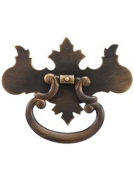 Large Chippendale Single-Post Brass Pull in Antique-by-Hand - 3" Width