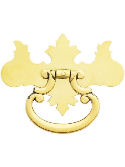 Large Chippendale Single-Post Brass Pull - 3 inch Width.