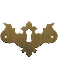 Solid Brass Chippendale Style Keyhole Cover in Antique-By-Hand finish.