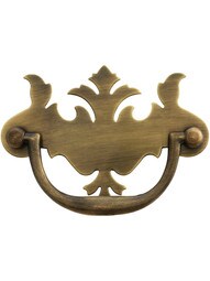 English Chippendale Brass Bail Pull in Antique-by-Hand - 3" Center-to-Center