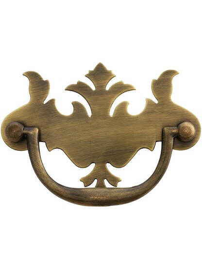 English Chippendale Brass Bail Pull in Antique-by-Hand - 3 inch Center-to-Center.