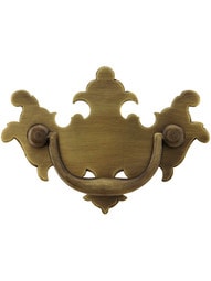 Colonial Chippendale Brass Bail Pull in Antique-by-Hand - 2-Inch Center-to-Center