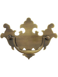 Colonial Chippendale Brass Bail Pull in Antique-by-Hand - 3 inch Center-to-Center .