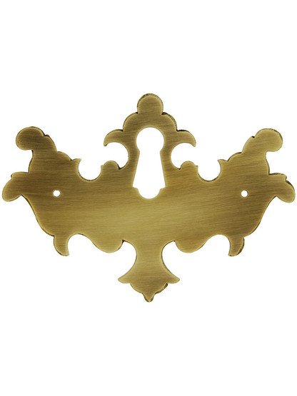 Solid Brass Colonial Chippendale Style Keyhole Cover in Antique-By-Hand Finish.
