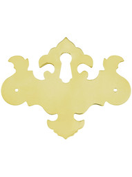 3 1/4 inch Chippendale Furniture Keyhole Cover In Unlacquered Brass.