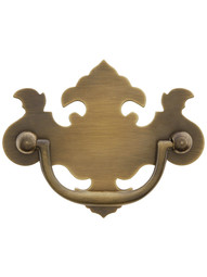 Chippendale-Style Brass Bail Pull in Antique-by-Hand - 2 1/2-Inch Center-to-Center.