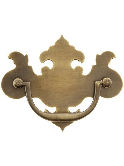 Chippendale-Style Brass Bail Pull in Antique-by-Hand - 3 inch Center-to-Center.
