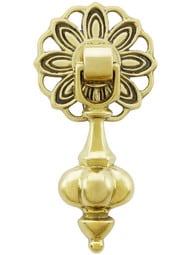 Small William and Mary Pendant Pull With Floral Back Plate