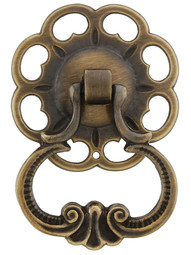 Large William and Mary Pierced Plate Pull With Decorative Handle in Antique-By-Hand.