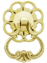 Large William and Mary Pierced Plate Pull With Decorative Handle